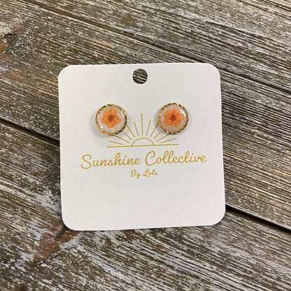 Flower Resin Earrings - Small Studs