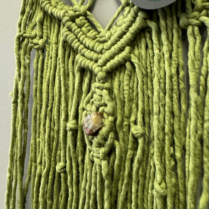 Macrame Wall Hanging - Green with Agate