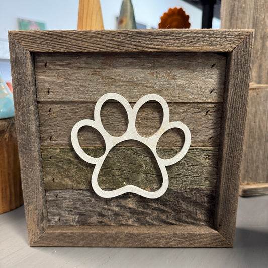 Rustic Wood Sign - Puppy Paw