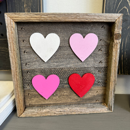 Rustic Wood Sign - Valentines Day Hearts
