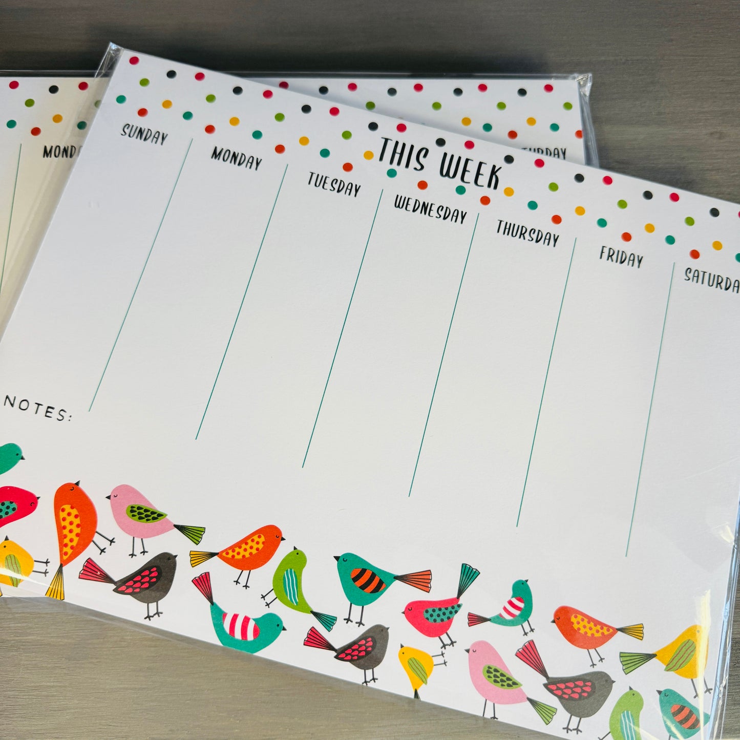 Gina B Designs - Weekly Planner Pad - Bright Birds