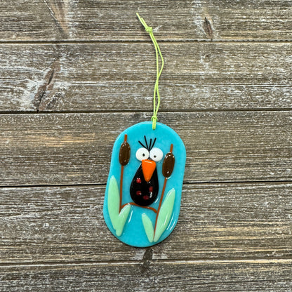 Fused Glass - Bird on Cattails