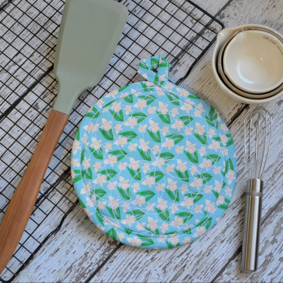 Embroidered Fabric Trivet Hotpad - Lady Slipper