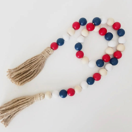 Foundations Decor - Wood Beads - Red, White, and Blue