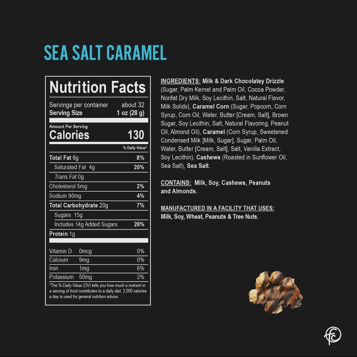 Funky Chunky Chocolate Popcorn - Sea Salt Caramel 5oz Bag