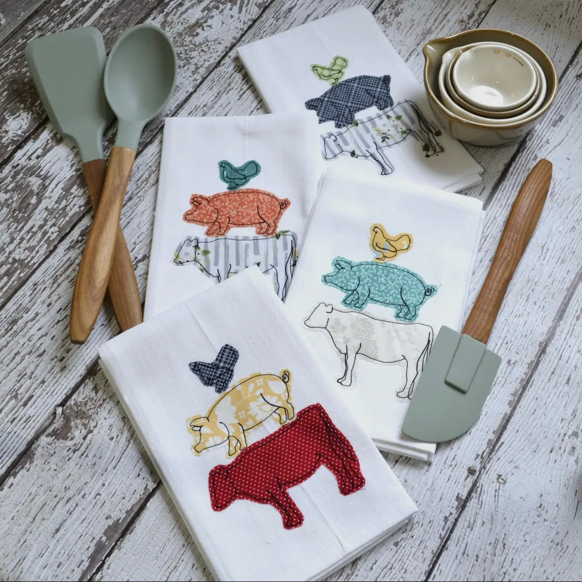 Embroidered Tea Towel - Farm Animal