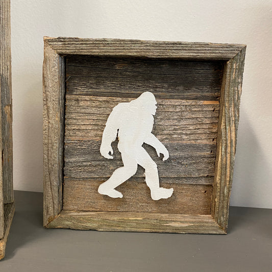 Rustic Wood Sign with Sasquatch