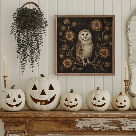Kendrick Home - Floral Autumn Owl 8x8