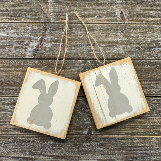 Easter Decor - Farmhouse Gray and White Bunny Ornament