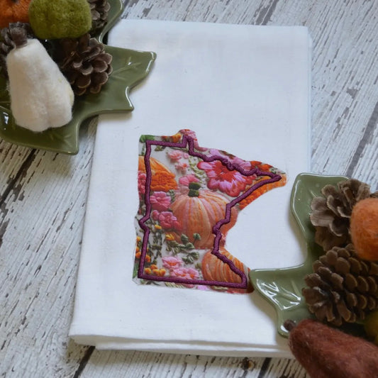 Embroidered Tea Towel - MN Pumpkins
