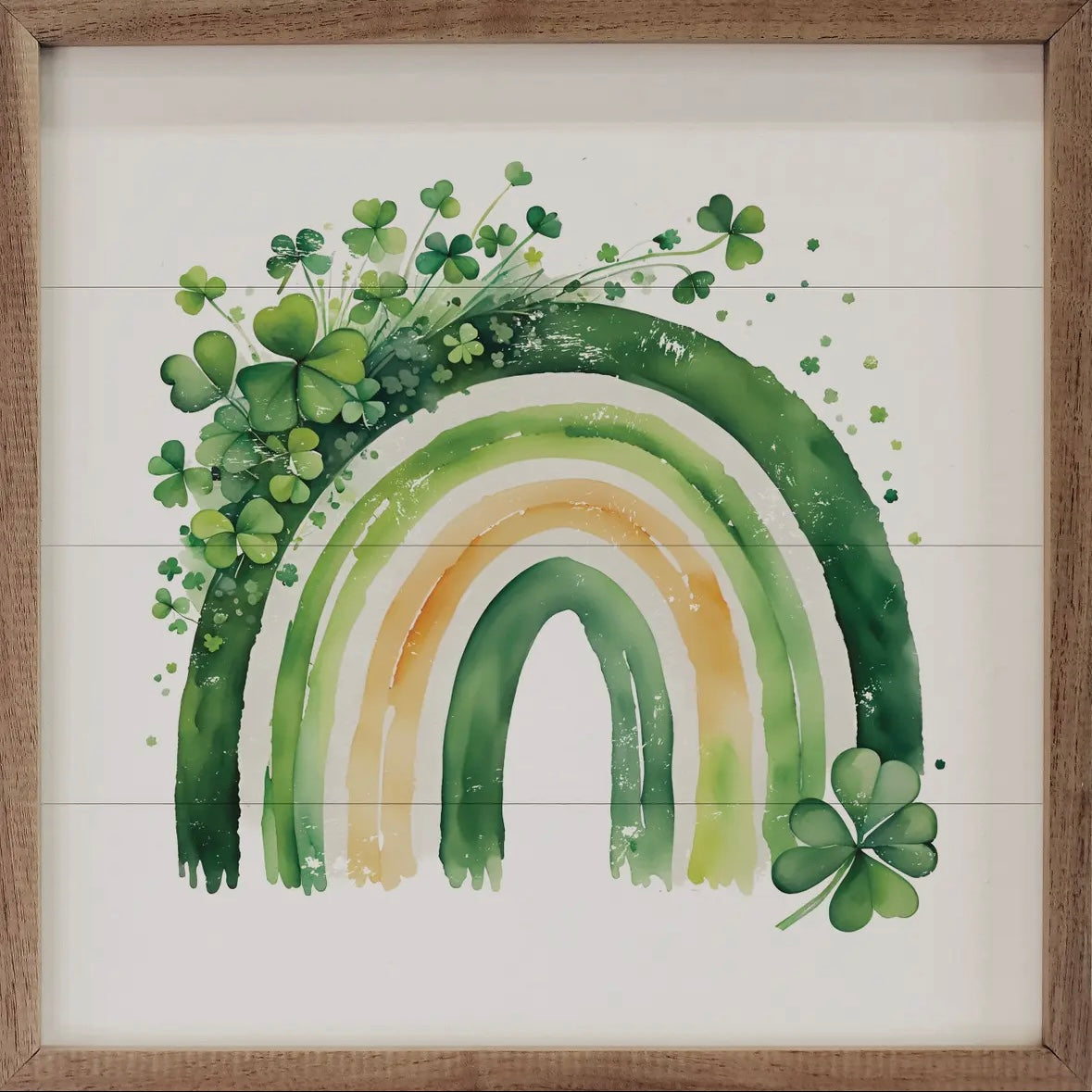 St Pattys Day Rainbow and Clover Wood Sign