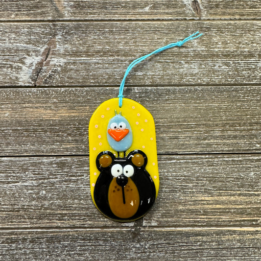 Fused Glass - Bear with Bird