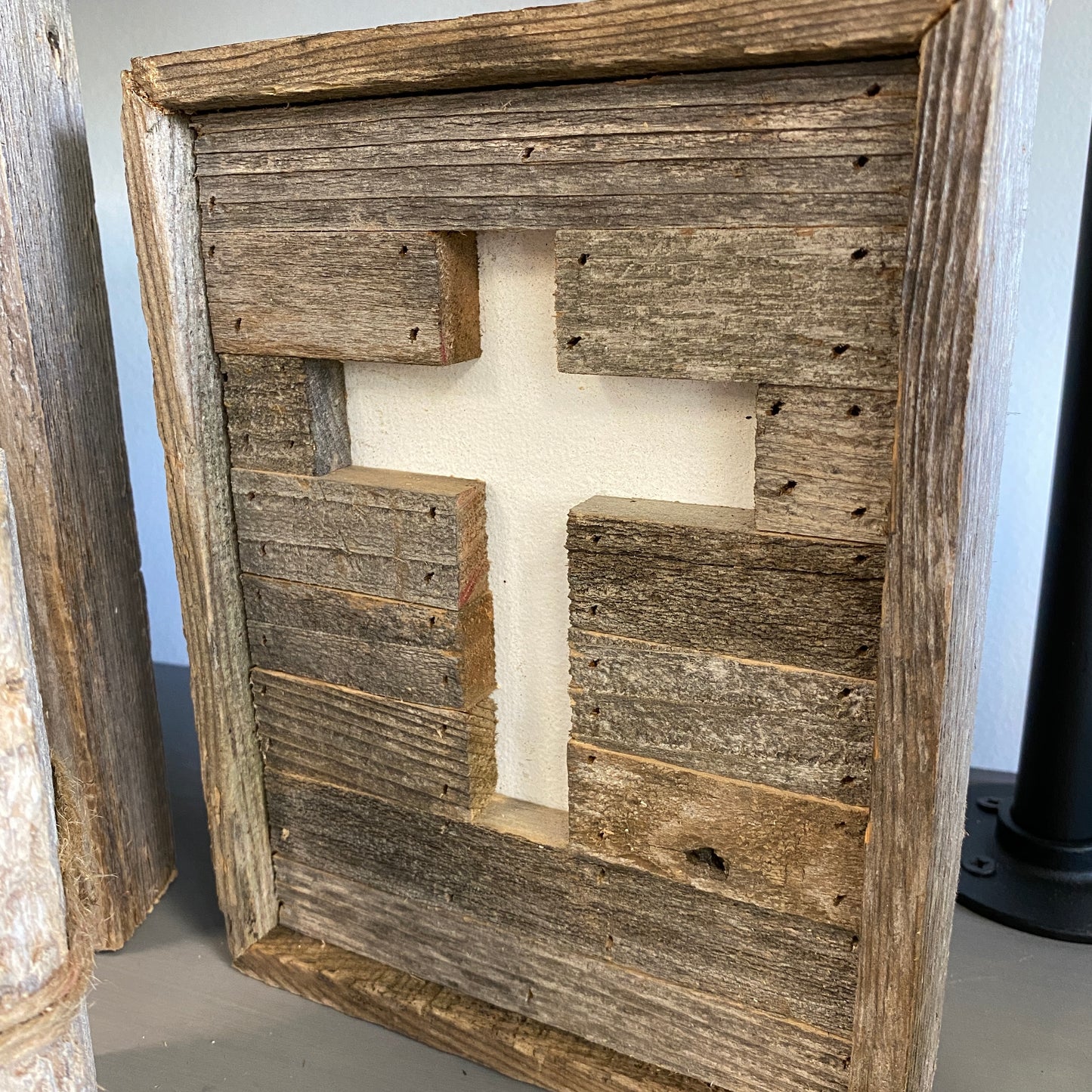 Rustic Wood Sign with White Cross