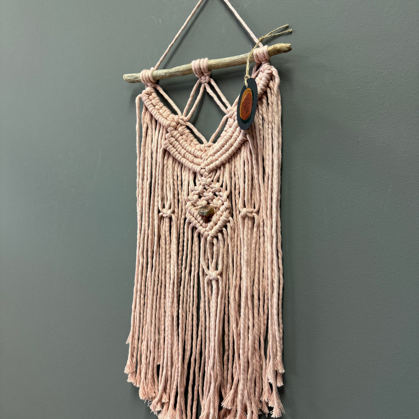 Macrame Wall Hanging - Pink with Agate