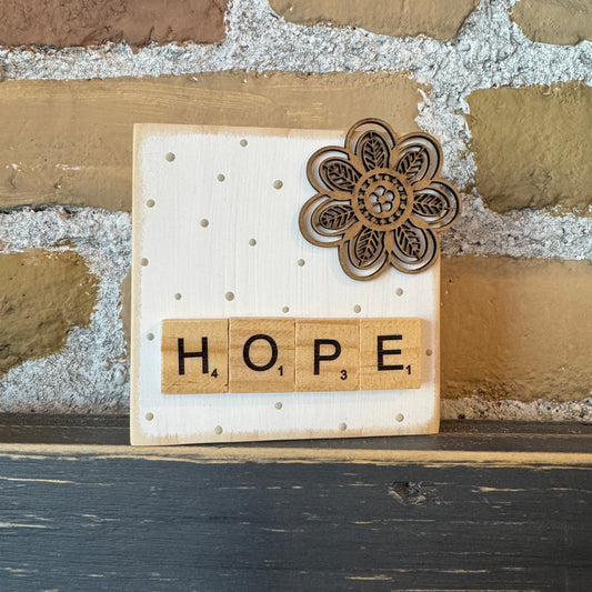 Wood Shelf Sitter - Flower Hope