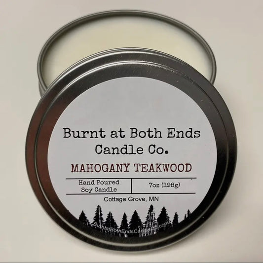 Burnt at Both Ends Candle - 7oz Tin - Mahogany Teakwood