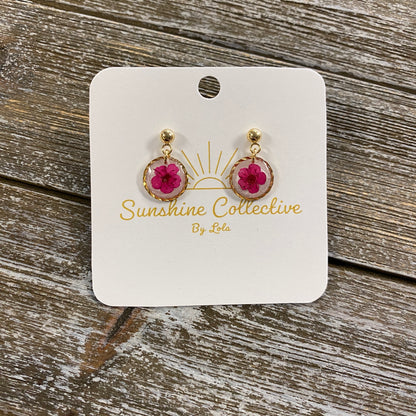 Flower Resin Earrings - Small Dangle