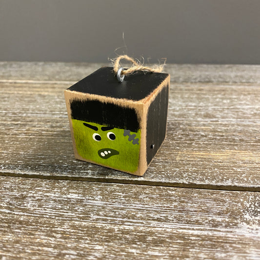 Halloween Wood Block Ornaments - Pumpkin, Ghost, or Monster