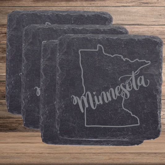 Fuzzy Loon Designs - Slate Coaster - MN Shape