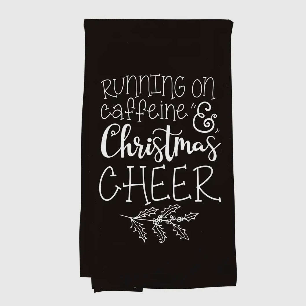 Kitchen Towel - Black - Running on Christmas Cheer