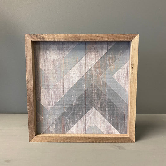 Blue Faded Lines Wood Sign