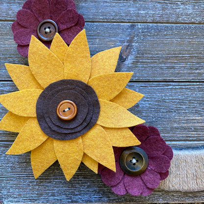 Felt Flower Wreath - Red and Yellow Sunflower