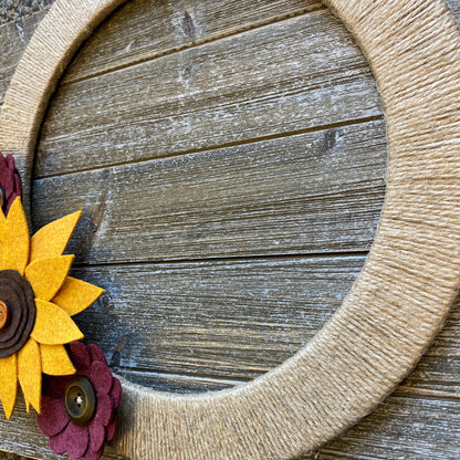 Felt Flower Wreath - Red and Yellow Sunflower