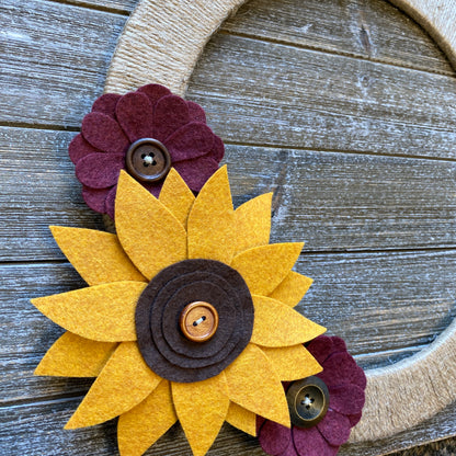 Felt Flower Wreath - Red and Yellow Sunflower