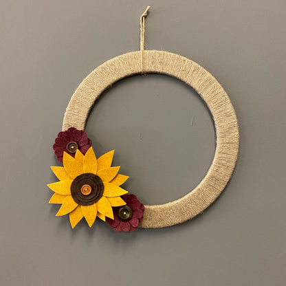 Felt Flower Wreath - Red and Yellow Sunflower