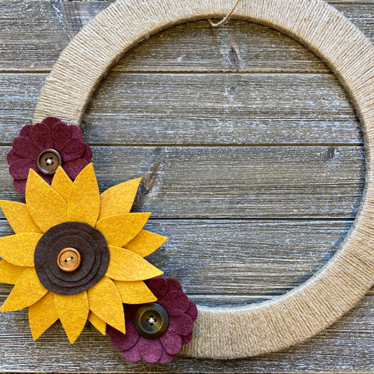 Felt Flower Wreath - Red and Yellow Sunflower