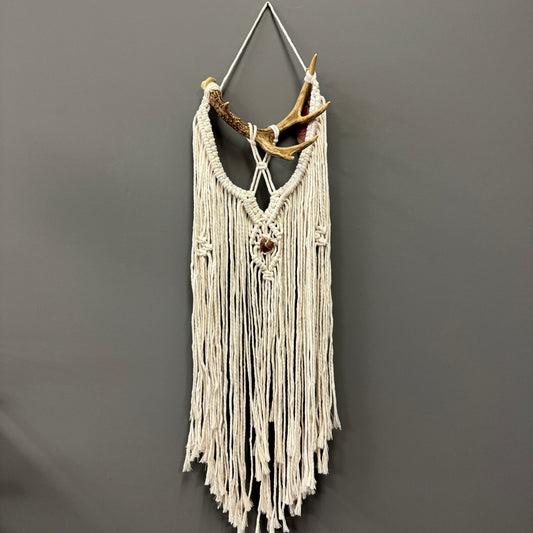 Macrame Wall Hanging - Natural with Antler