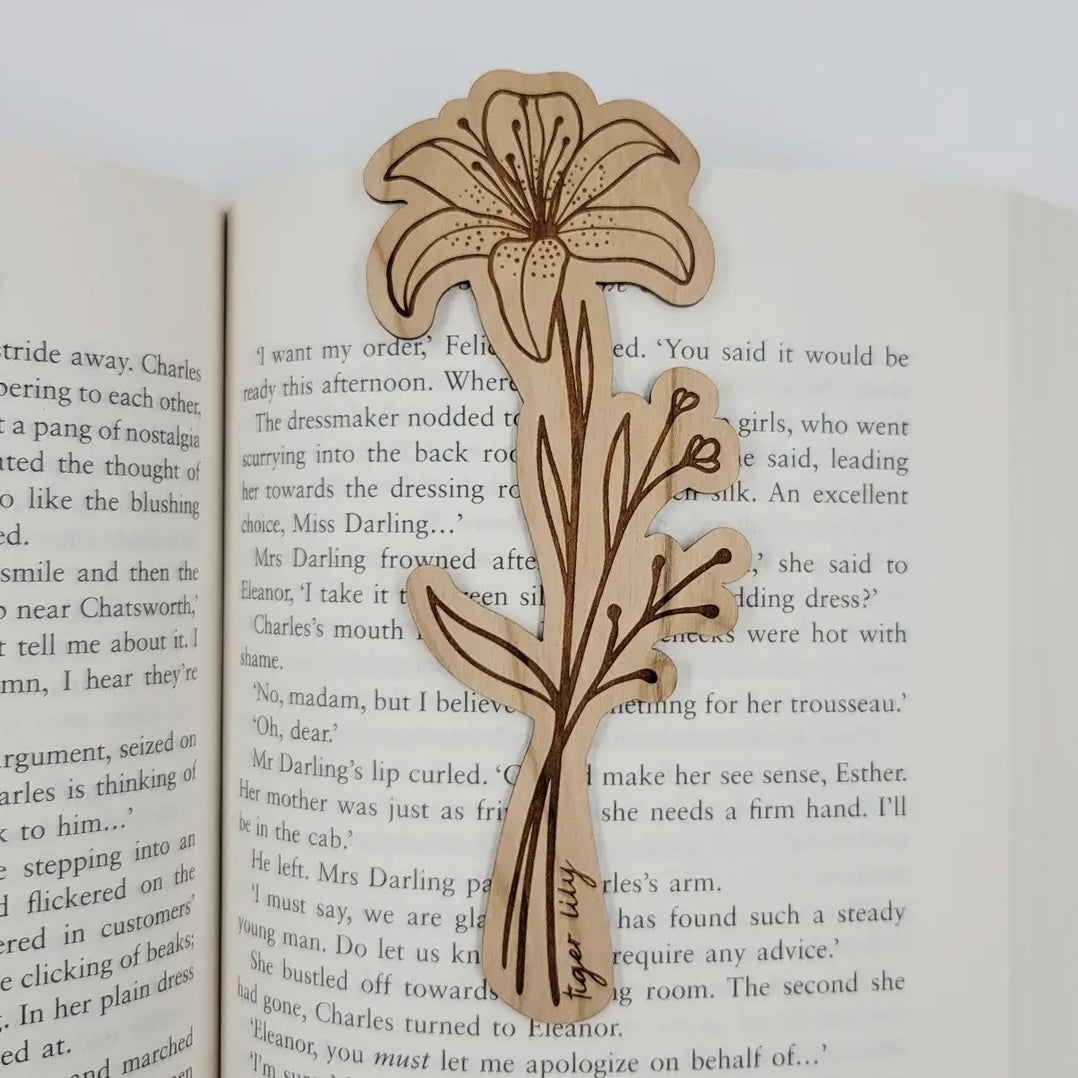 Wood Bookmark - Tiger Lily Flower