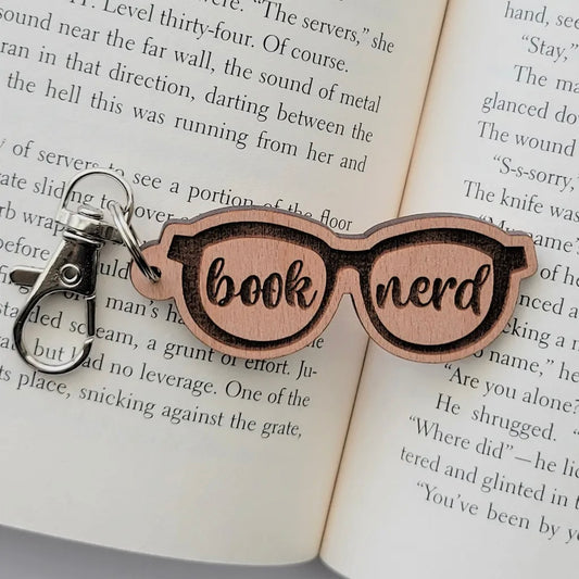 Wood Keychain - Book Nerd