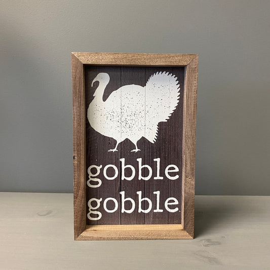 Gobble Gobble Turkey Wood Sign