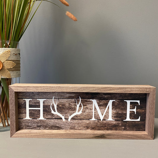 Home Antlers Wood Sign