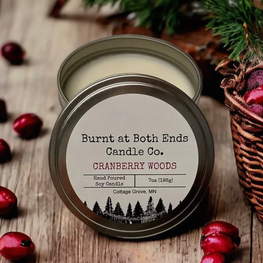 Burnt at Both Ends Candle - 7oz Tin - Cranberry Woods