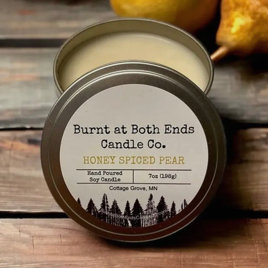 Burnt at Both Ends Candle - 7oz Tin - Honey Spiced Pear