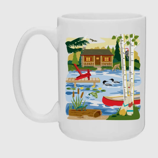 Creative Compass - Ceramic Coffee Mug - Camping 15oz