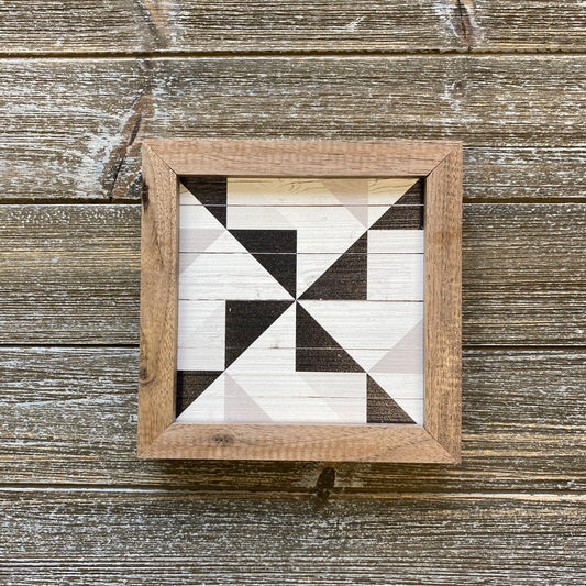Wood Quilt Pinwheel - Gray and Black Wood Sign