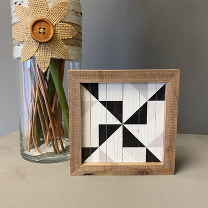 Kendrick Home - Wood Quilt Pinwheel - Gray and Black Wood Sign