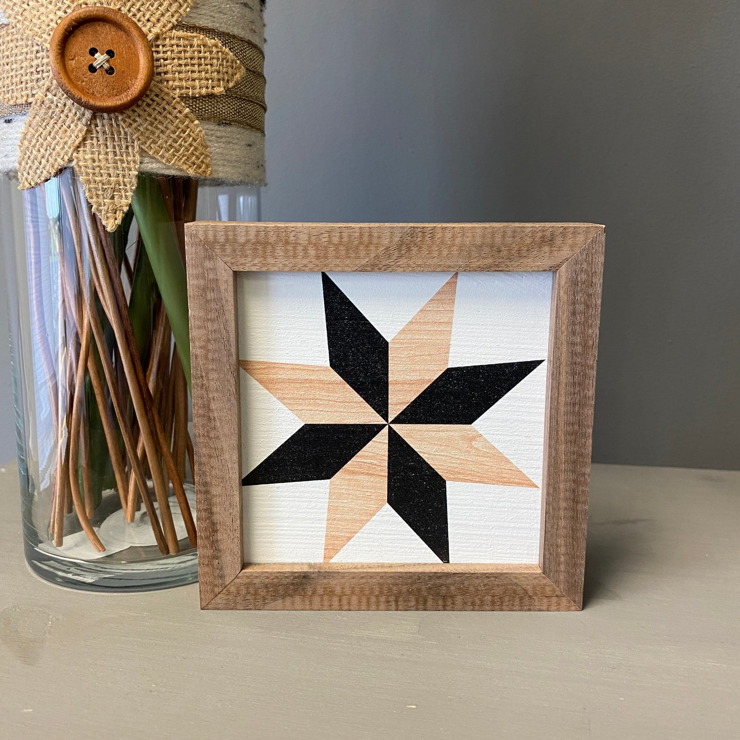 Wood Quilt Modern Star Sign