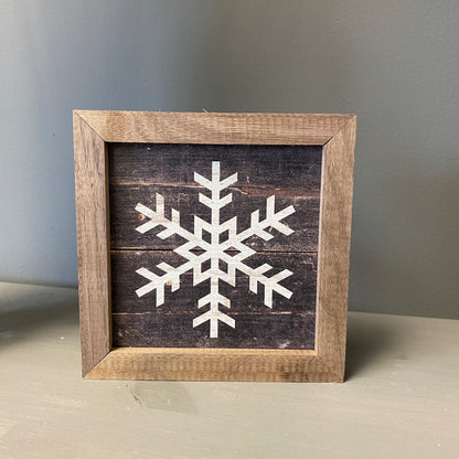 Kendrick Home - Snowflake Wood Sign - Black