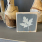 Fall Leaf Decoration - Mini Wood Sign with Gray and Beige Fall Leaf