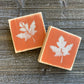 Fall Leaf Decoration - Mini Wood Sign with Orange and Beige Fall Leaf