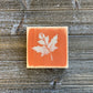 Fall Leaf Decoration - Mini Wood Sign with Orange and Beige Fall Leaf