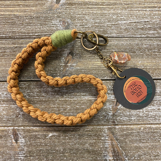 Macrame Wristlet Keychain with Agate