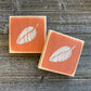 Fall Leaf Decoration - Mini Wood Sign with Orange and Beige Fall Rustic Leaf