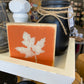 Fall Leaf Decoration - Mini Wood Sign with Orange and Beige Fall Leaf