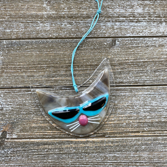 Cat with Sunglasses Suncatcher Ornament