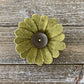 Felt Flower Embellishments for Crafts - Olive Green Daisy Flower with Wood Button